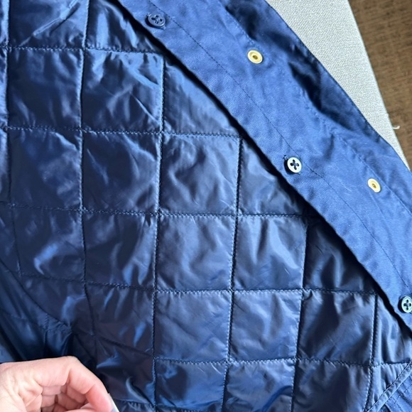 Women’s Waxed Canvas Barn Jacket raincoat hooded zip up navy blue sz S fisherman - Picture 13 of 17